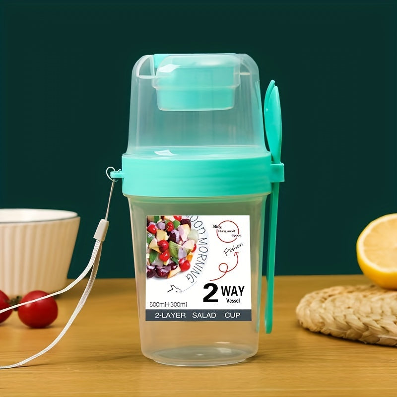 BPA-Free Salad Container with Fork and Dressing Compartment for On-the-Go Healthy Eating