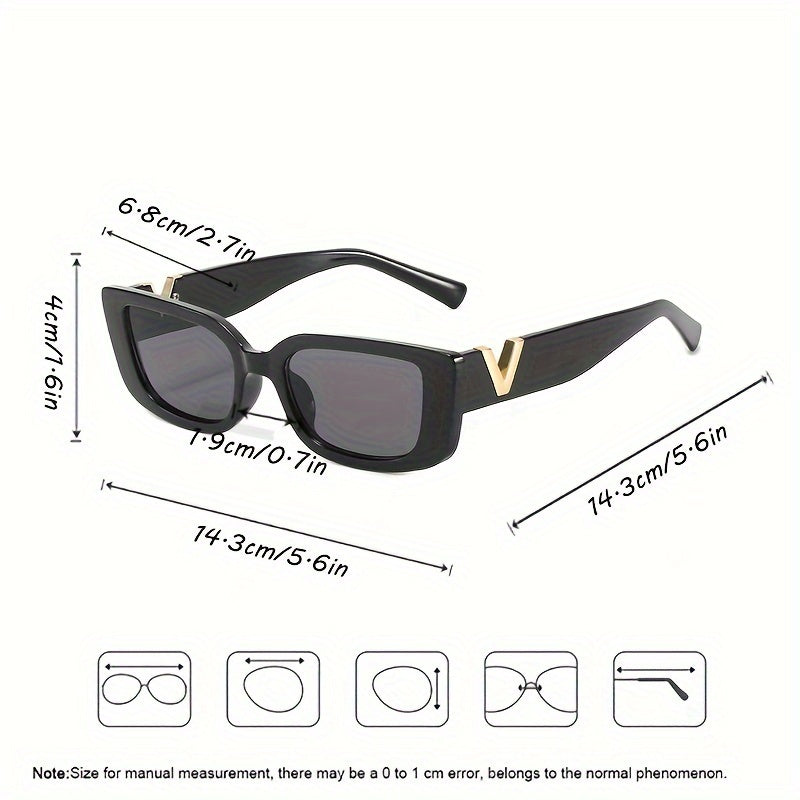 Ayollar uchun mushuk ko‘zli moda ko‘zoynaklar, kichik to‘rtburchak ramka, qora, V shaklidagi juftlik