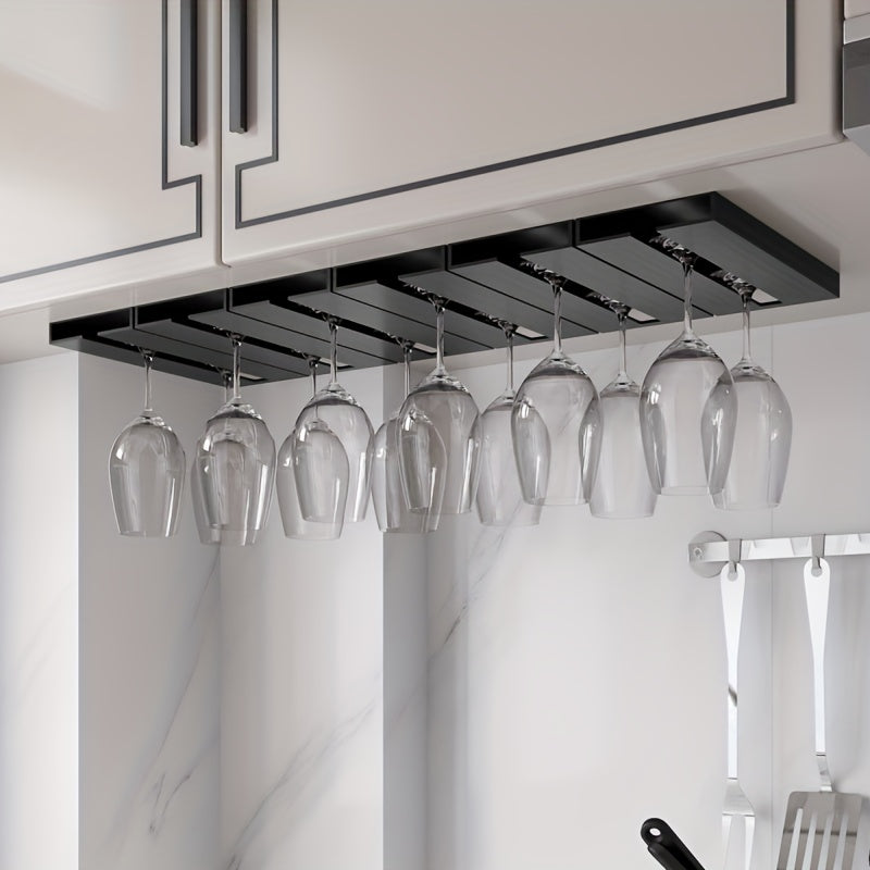 Plastic Wine Glass Holder Wall Mount Rack Space-Saving Under Cabinet Storage