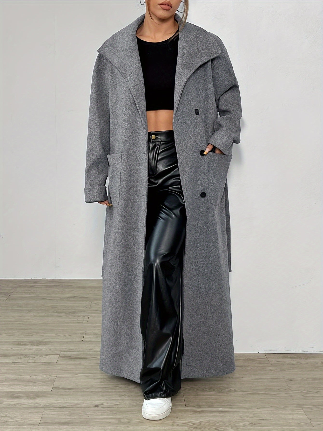 Women's Fall Winter Solid Color Long Sleeve Casual Coat Micro Elastic Polyester