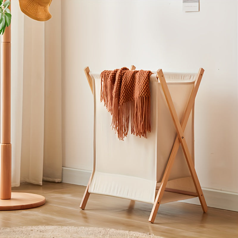 cesta de ropa de madera maciza 45L cesta de almacenamiento plegable para ropa dormitorio baño