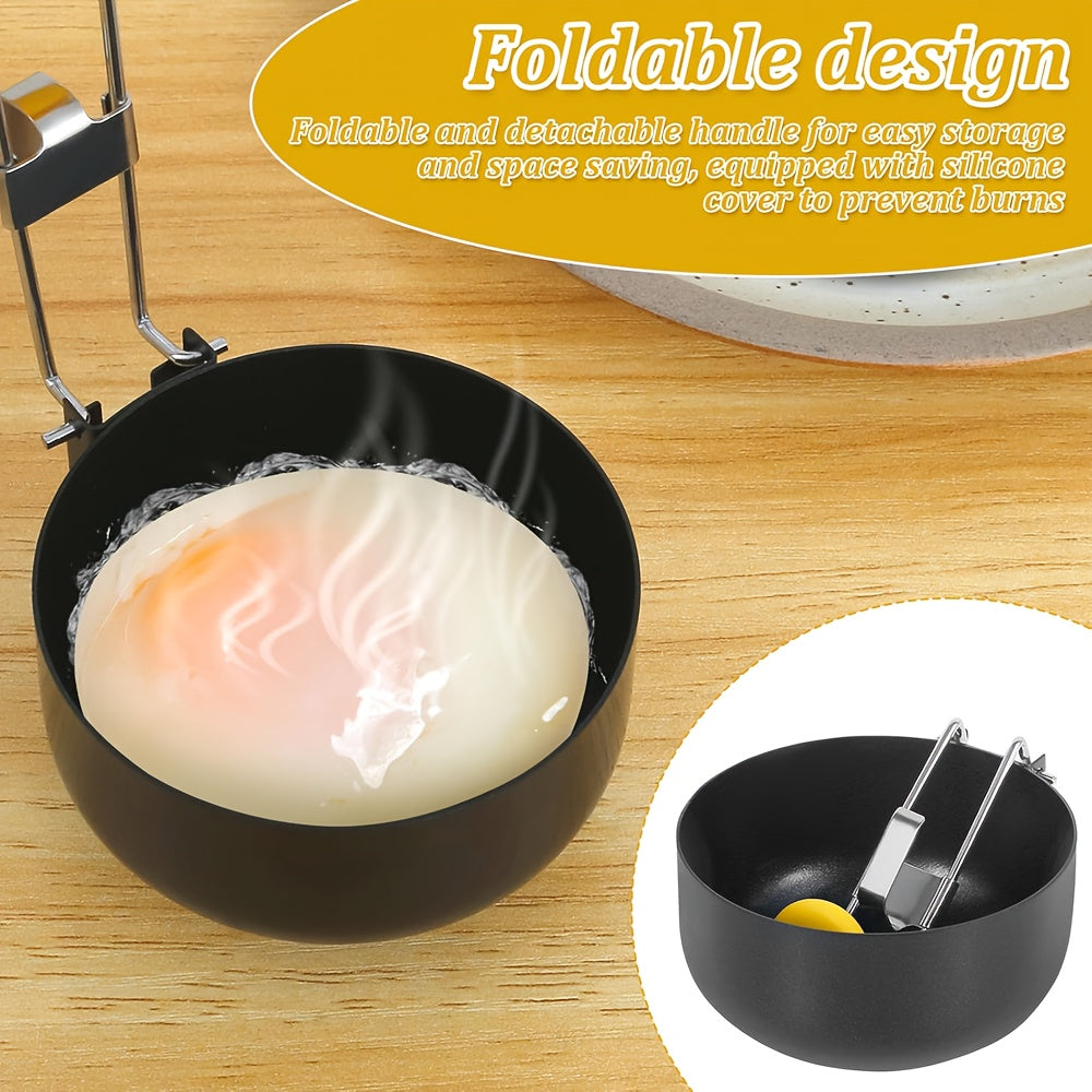 Stainless Steel Egg Poacher Non-Stick Foldable Silicone Handle Kitchen Gadget