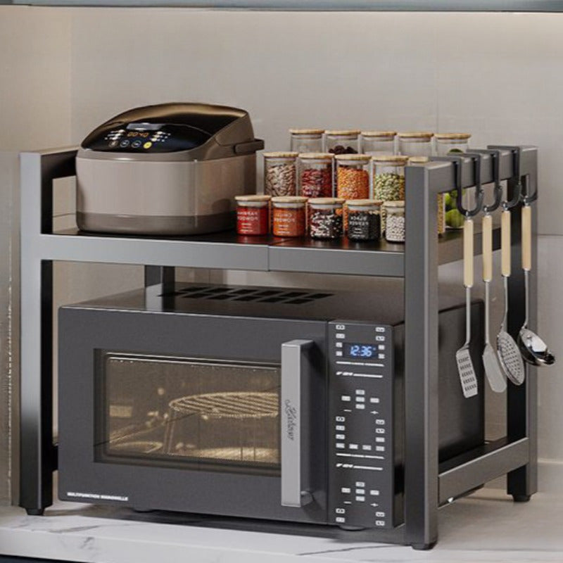 Retractable Multi-Layer Kitchen Storage Rack for Microwave and Oven Organizer
