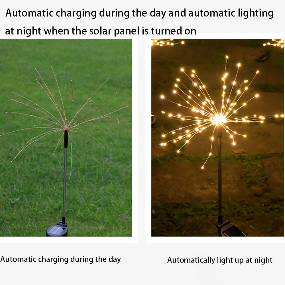 Solar Garden Firework Lights 90 LEDs Solar Powered Outdoor Pathway Patio Yard Decor