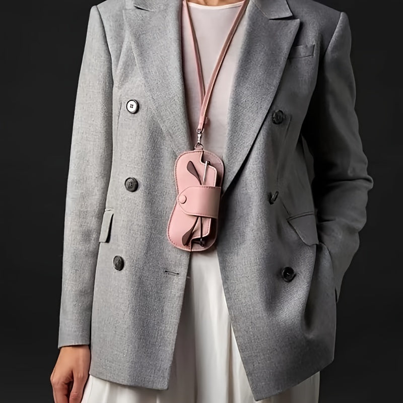 Stylish Korean-Inspired Soft Eyeglass Case with Blue Strap Anti-Pressure Protection