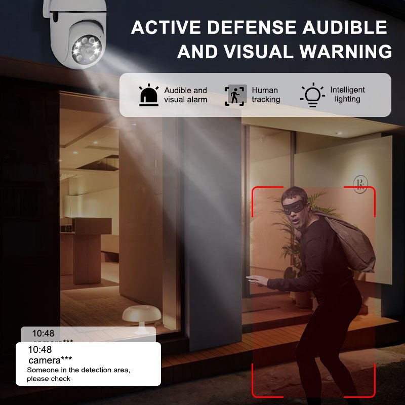 Oimlyo Aqlli Uy Xavfsizlik Kamerasi 1080P Simsiz Wi-Fi, Rangli Tungi Ko'rinish, Harakat Xabarlari va Panoramik Ko'rish, Ikki Tomonlama Ovozni va USB Quvvatini taklif etadi.