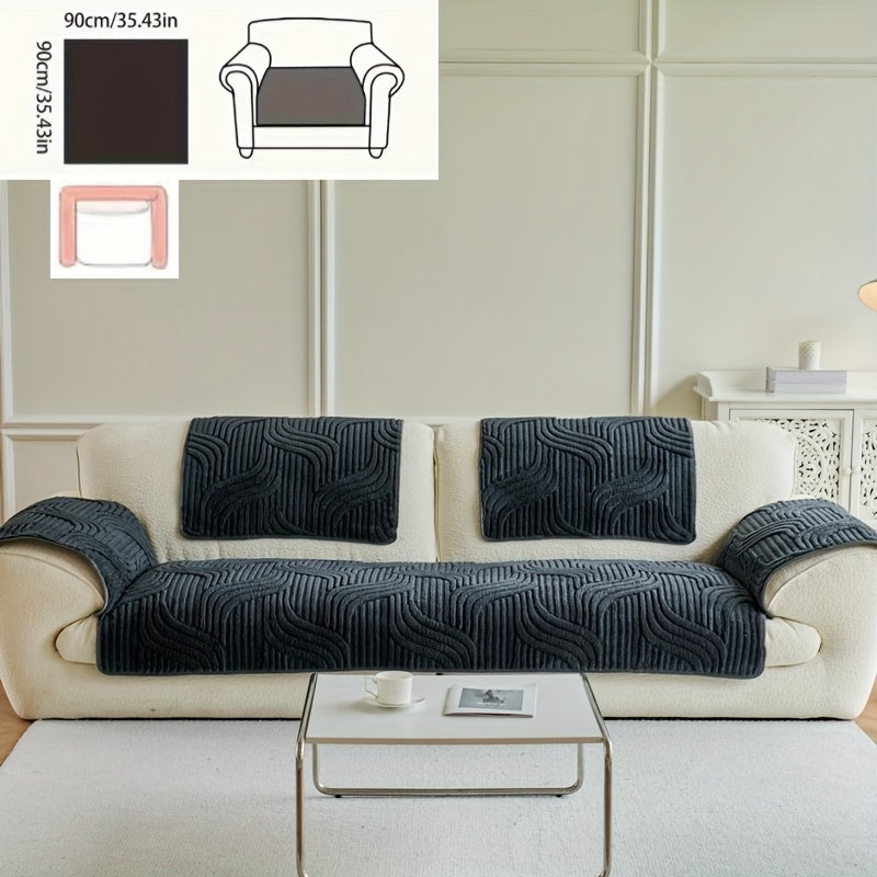 Klassik Stripe Divan qopqog'i, sirpanmaydigan, itga do'st polyester himoya, kreslo, divan, 3-4 o'rinli bo'lakli bo'lak