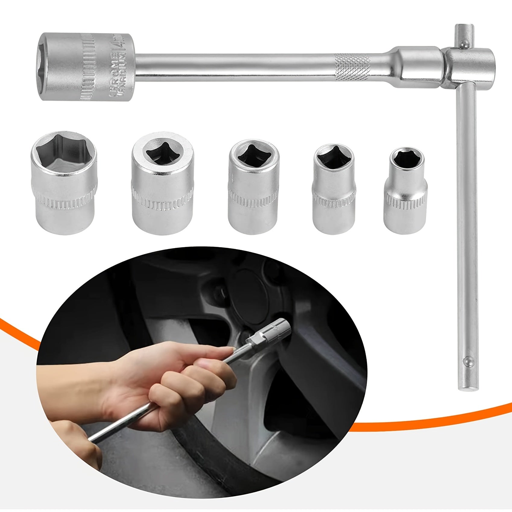 Mini T-Handle Folding Socket Set 1/4 Inch Drive Tool Kit for Motorcycle ATV UTV