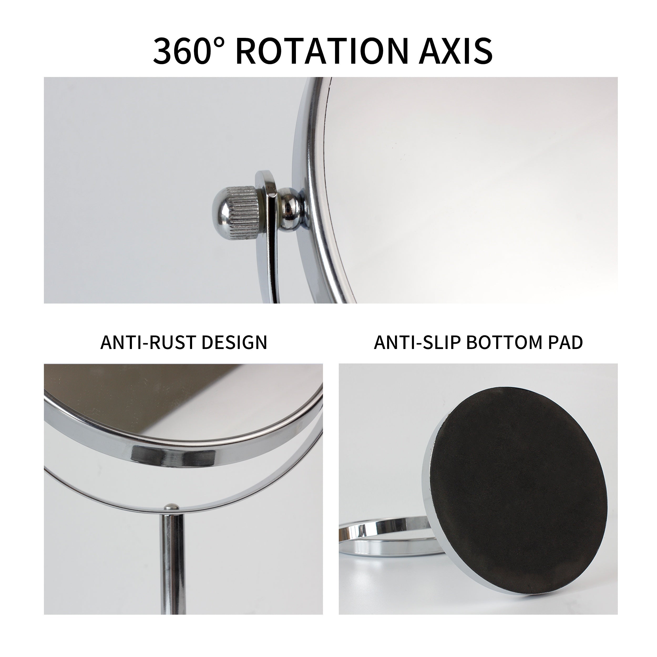 Double-Sided Magnifying Makeup Mirror 10X/1X Rotatable Desktop Bathroom Office