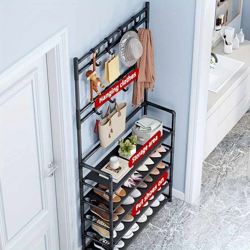 Versatile 1-Piece Shoe and Coat Rack 5 Layers 60cm for Home Entryway