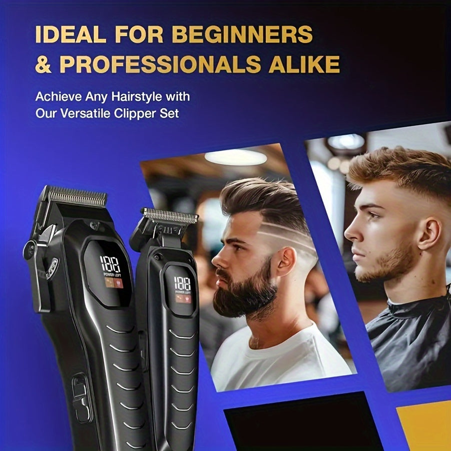 High-Capacity Cordless Hair Clipper Set for Men Digital Display USB Rechargeable 3200mAh