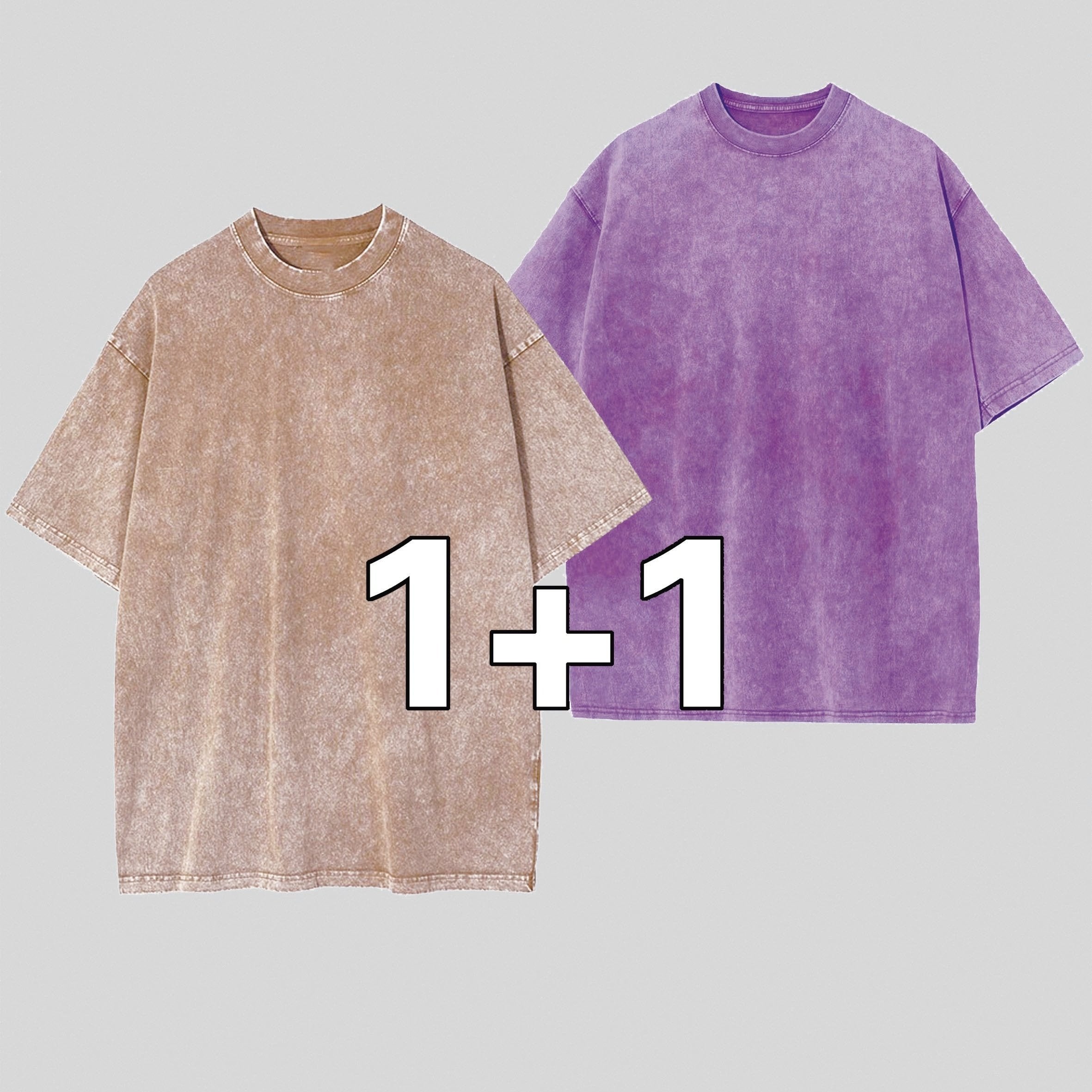 Erkaklar va ayollar uchun Retro 2-Pack og'ir paxta T-ko'ylaklar, cho'ziladigan, keng kesimli crew neck T-shirtdan iborat, yoz uchun tasodifiy qisqa yengli teplar.