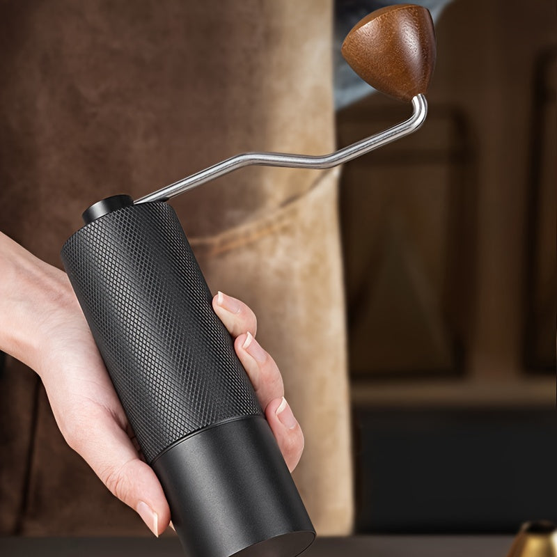Molino de café manual de acero inoxidable con molinillo cónico negro 1 pieza, ajuste de configuración