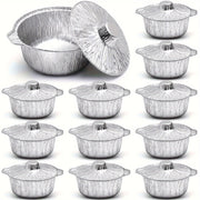 Set of Ten 5-Piece Disposable Aluminum Pots with Lids for Cooking and Camping