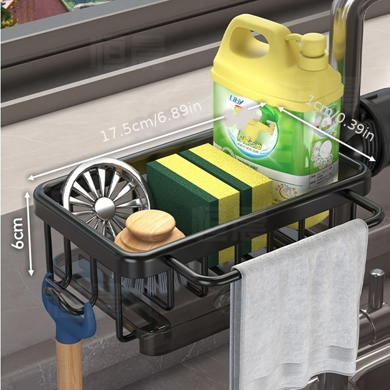 Multifunctional Kitchen Sink Storage Basket with Cloth Holder and Draining Tray