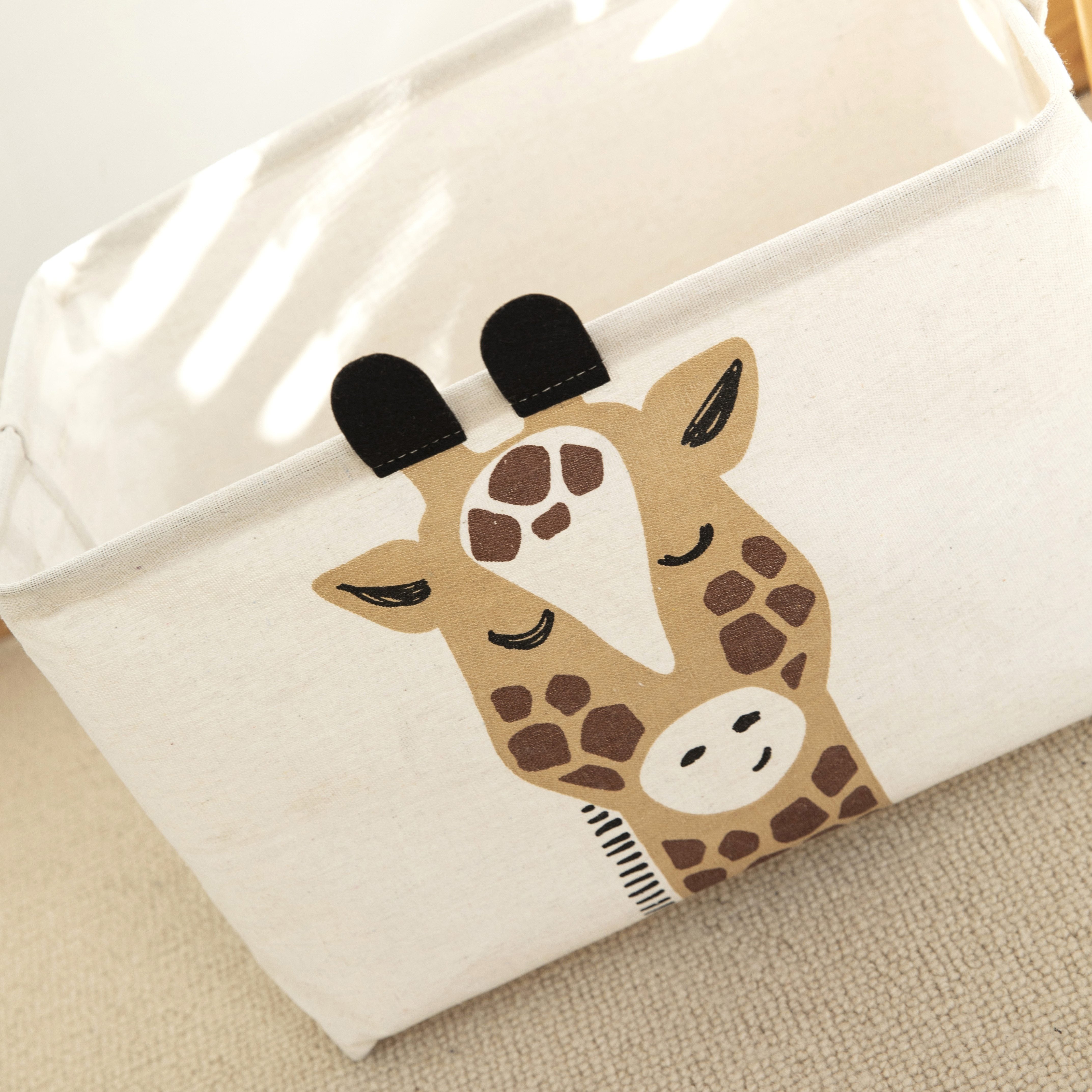 Foldable Cartoon Storage Basket with Handle and Multiple Compartments for Laundry and Toys