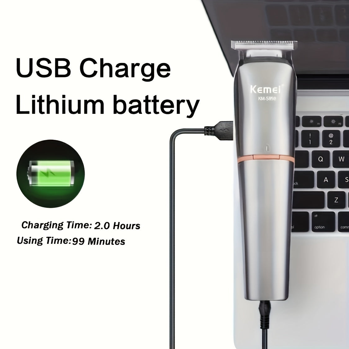 Set de cortapelos eléctrico con pantalla LCD, carga USB, cuerpo de ABS, cuchilla desmontable, batería de litio, de calidad de salón, para el cuidado masculino