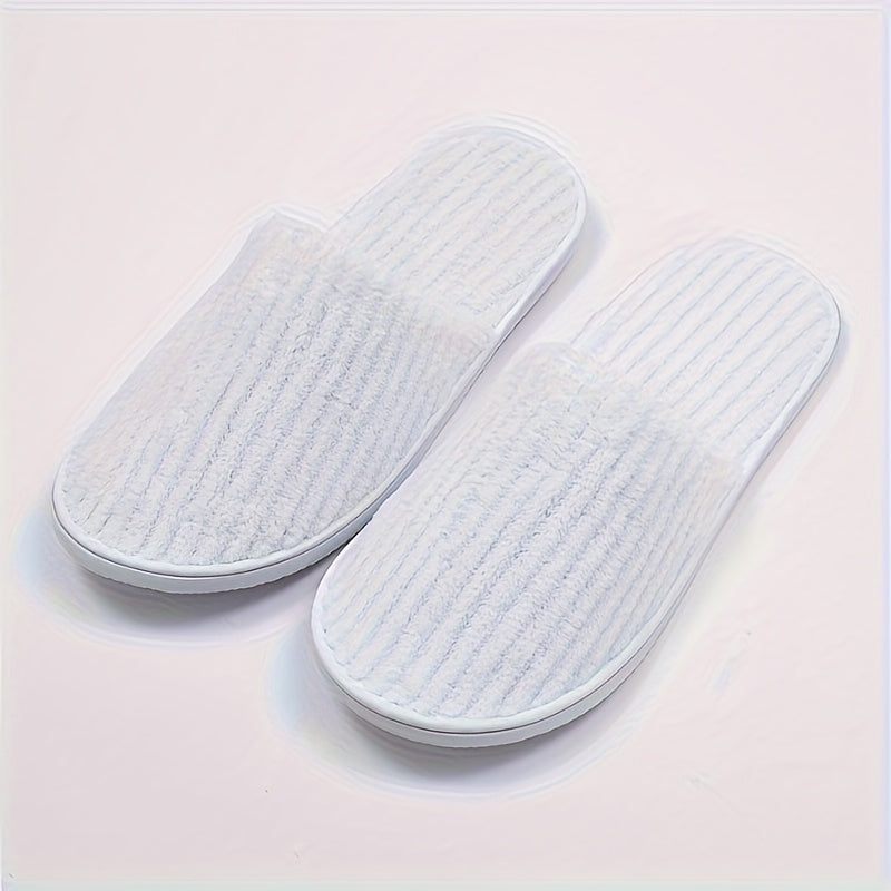 10 Pairs Unisex Striped Spa Slippers Soft Warm Non-Slip Hotel Travel