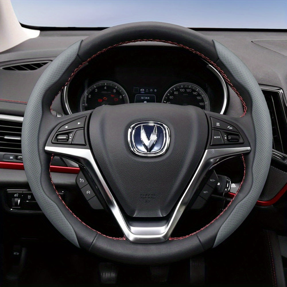 Universal Breathable Faux Leather Steering Wheel Cover with Quick-Release Design