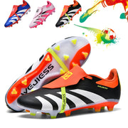 Men's High-Top Soccer Cleats Non-Slip TPU Sole Breathable Fabric Insole Black Striped