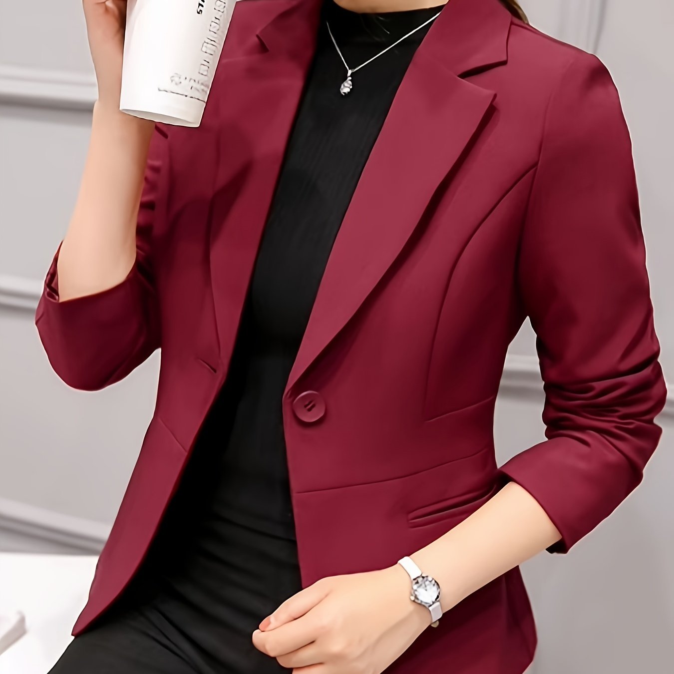 Women's Autumn Suit Long Sleeve Solid Polyester Casual Versatile Small Size