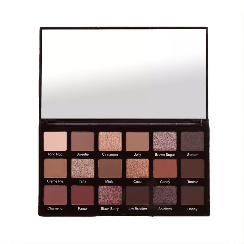 18-Color Waterproof Eyeshadow Palette Shimmery Brown Makeup