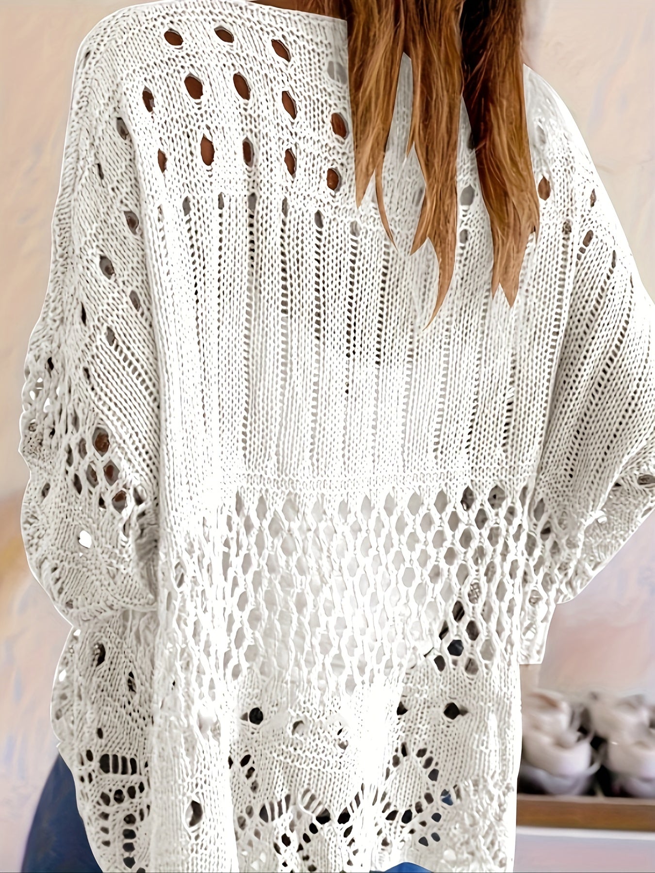 Туника для женщин больших размеров с объемным вязаным покрытием, 3/4 рукава, защита от солнца