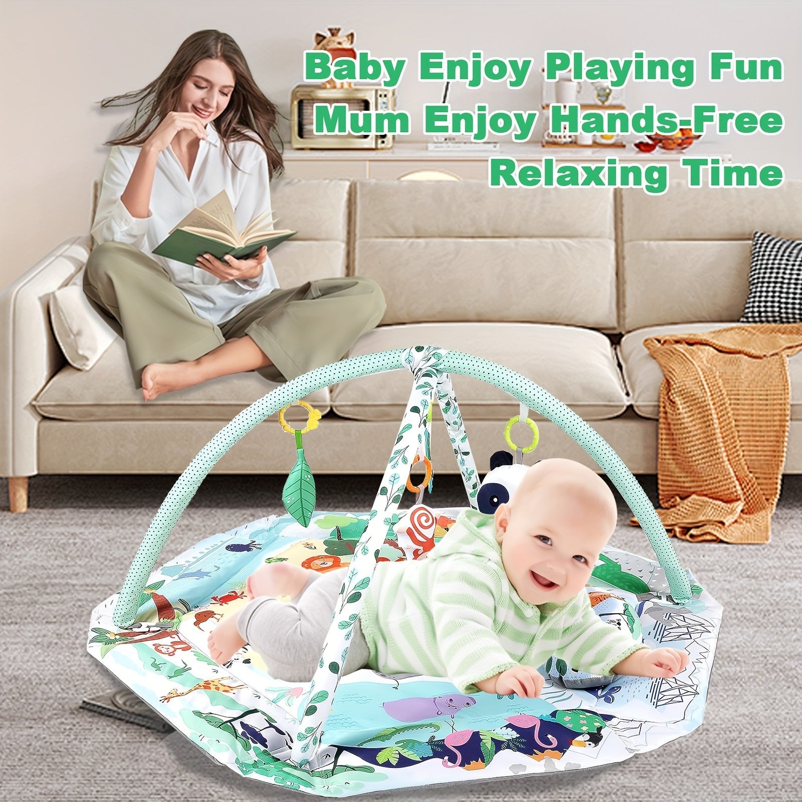 Baby Play Mat Set with Activity Gym Sensory Toys and Ball Pit for Infants 0-3 Years