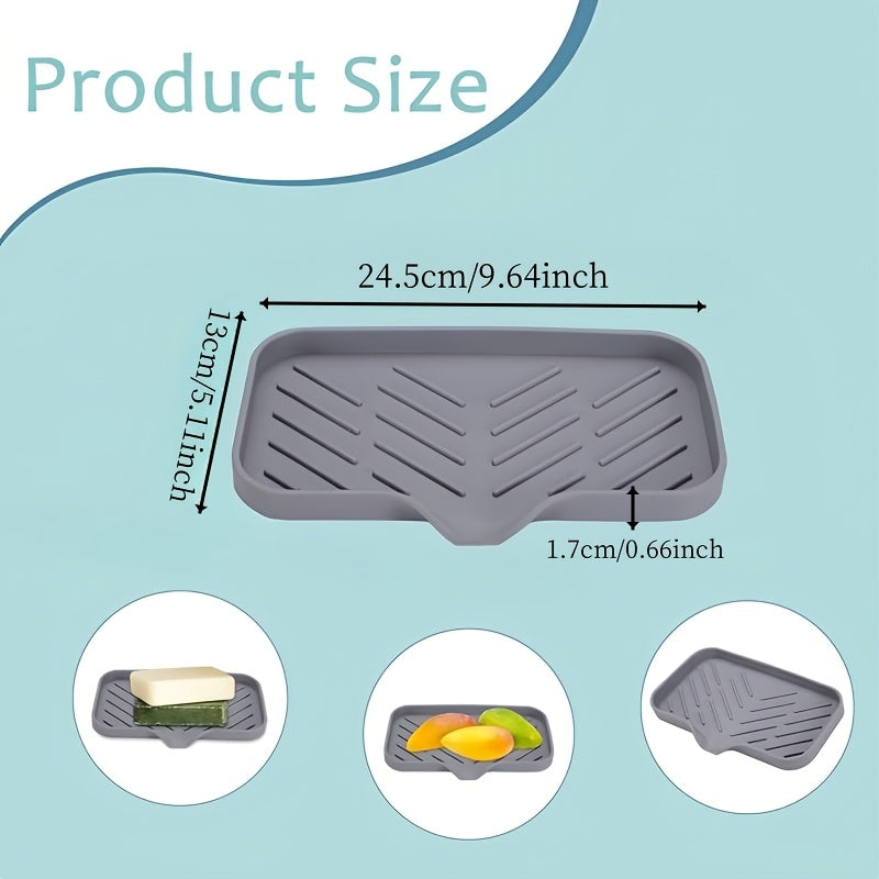 Flexible Silicone Sink Organizer with Non-Slip Drain Pad and Splash-Proof Cover