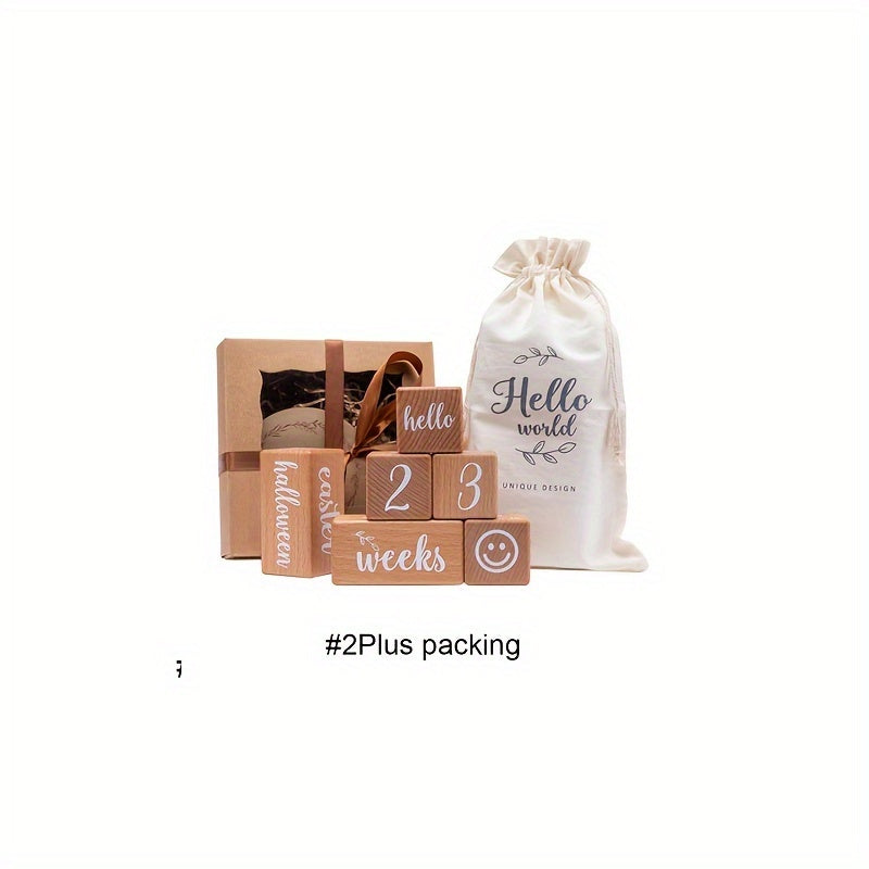 Dekorativ Milestone kubiklari fotosuratlar va xona bezaklari uchun Bolaning o'sishi uchun esdalik sovg'asi