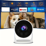 Mini Portable Projector with WiFi 6, 180° Rotatable, White for Home Theater