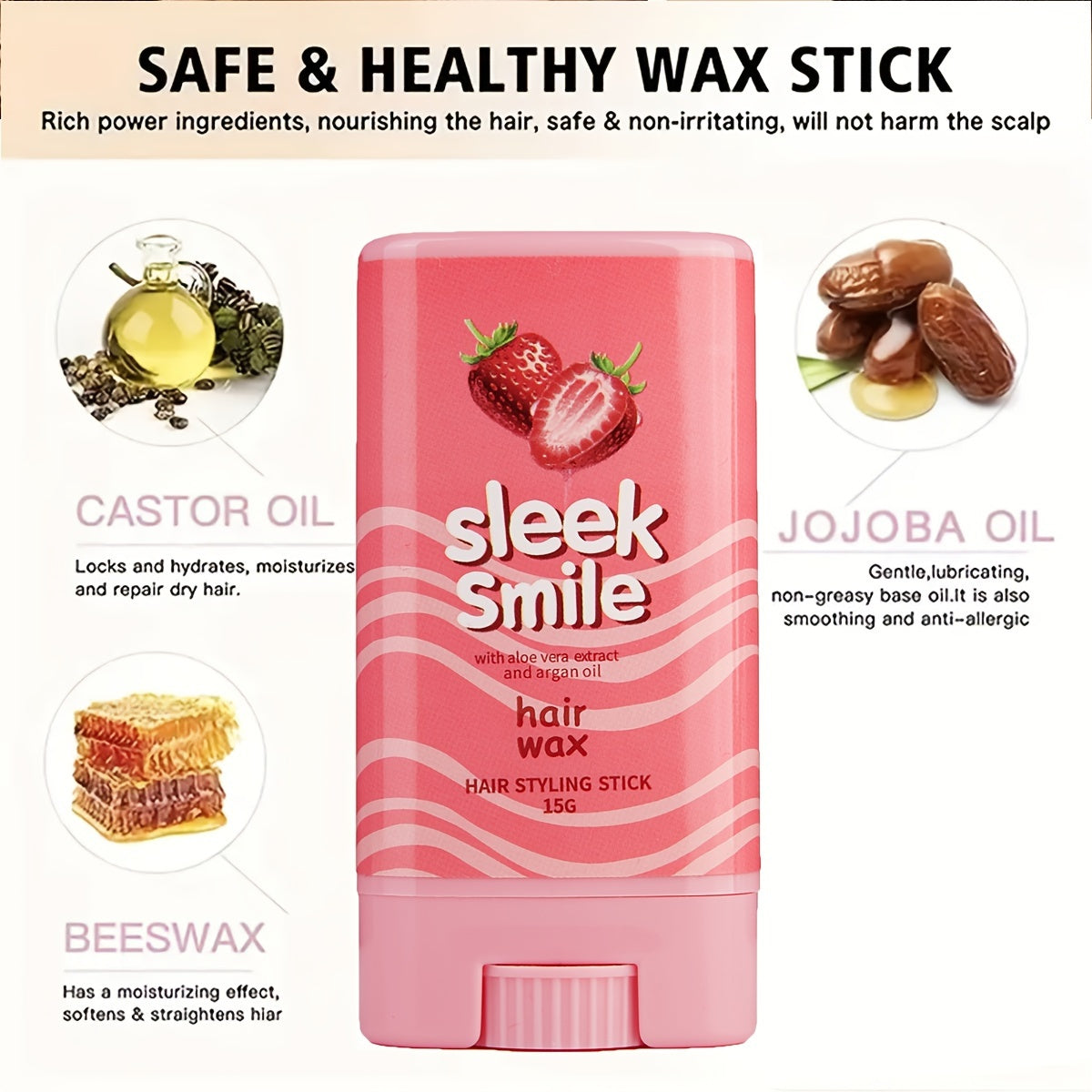 Unisex Hair Styling Stick Balm 15g Moisturizing Strong Hold Natural Look