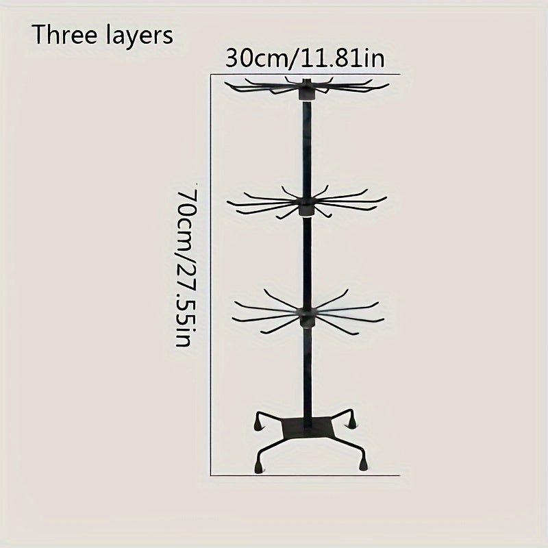 3-Tier Jewelry Tree Organizer with Rotating Base Plastic Countertop Stand for Necklaces Earrings and Bracelets
