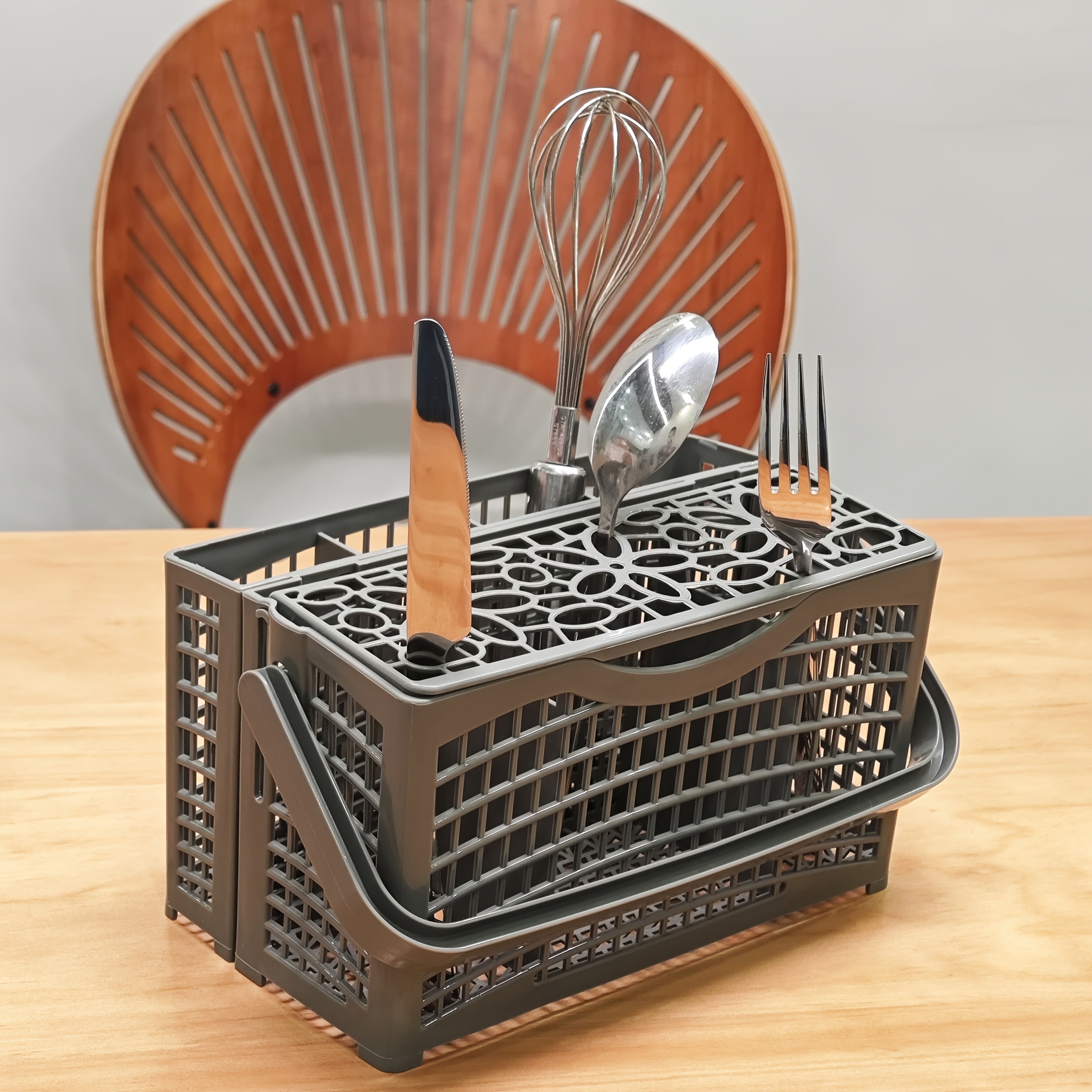 Корзина для столовых приборов для посудомоечной машины, прочный пластик, с несколькими отделениями, легко устанавливается