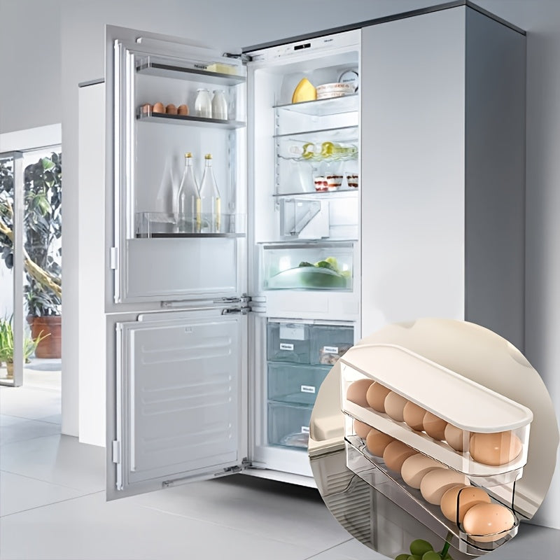 Multilayer Plastic Egg Storage Box - Space Saving Stackable Refrigerator Organizer