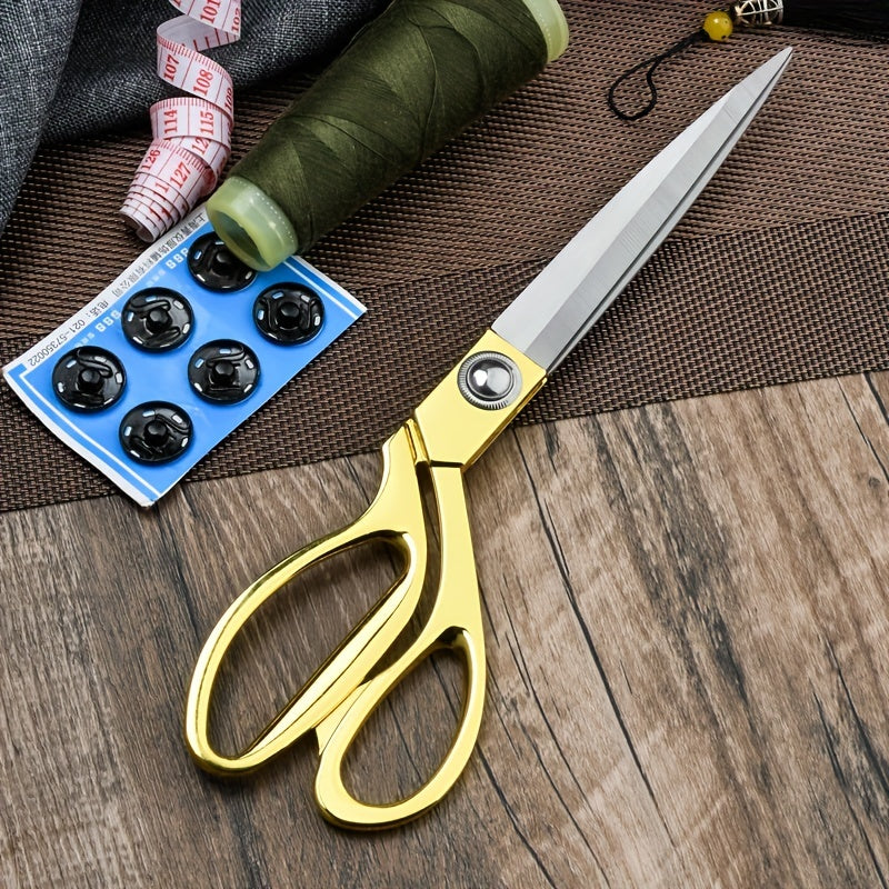 Stainless Steel Tailor Scissors with Gold-Tone Alloy Handle for Sewing Craft Office Home Use