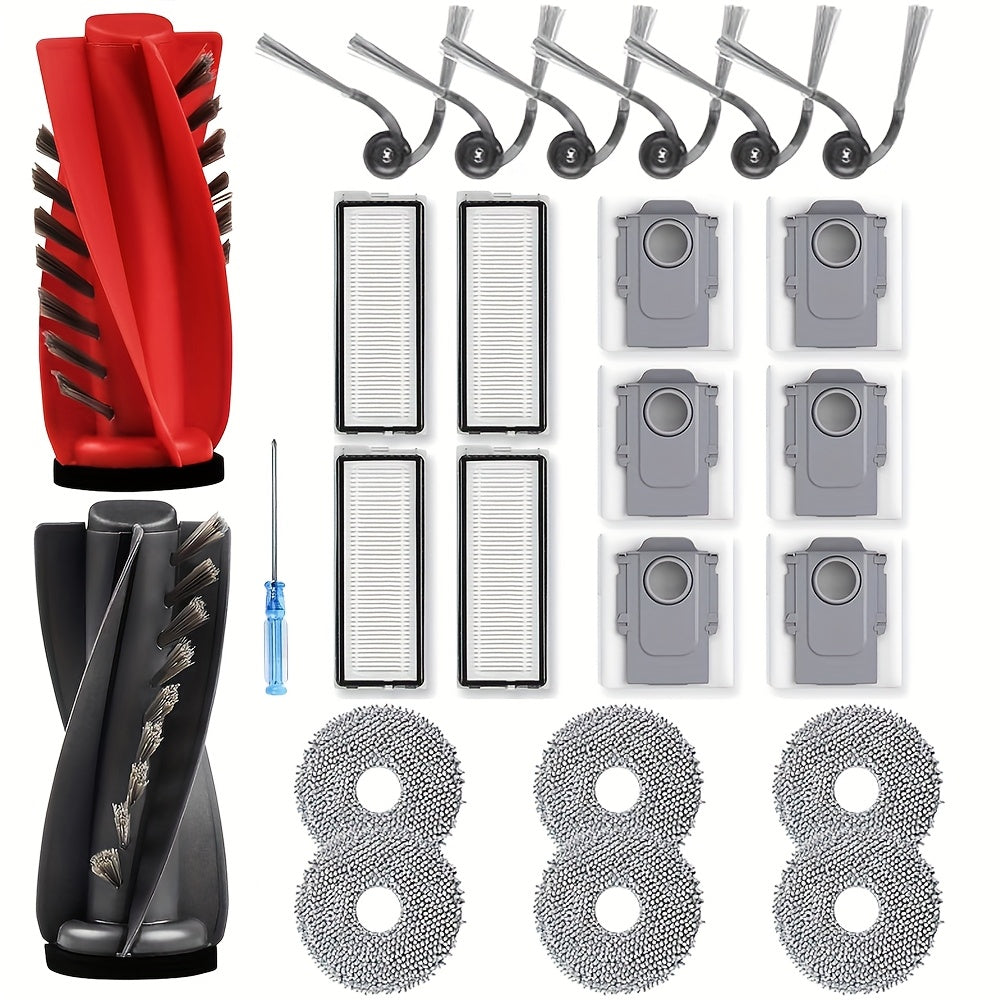 Robotic tozalash qurilmalari uchun 25 ta bo'lakli vakuum tozalash aksessuarlar to'plami, cho'tkalar, filtrlashlar, mop mato.