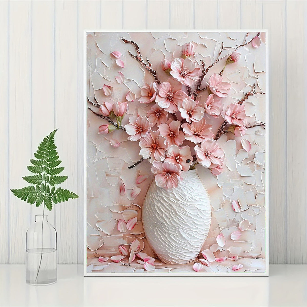 Frameless Canvas Wall Art Pink Flower 30x40cm Home Office Decor