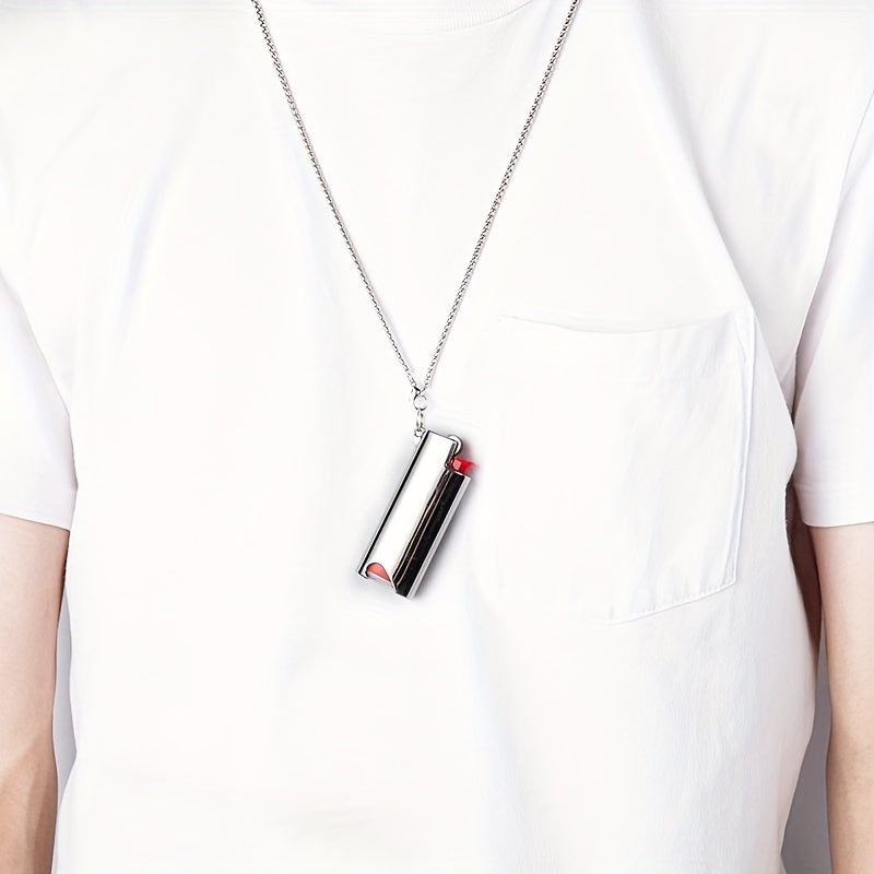 Metal Lighter Case with Bottle Opener, Durable, Fashion Necklace Set for Men