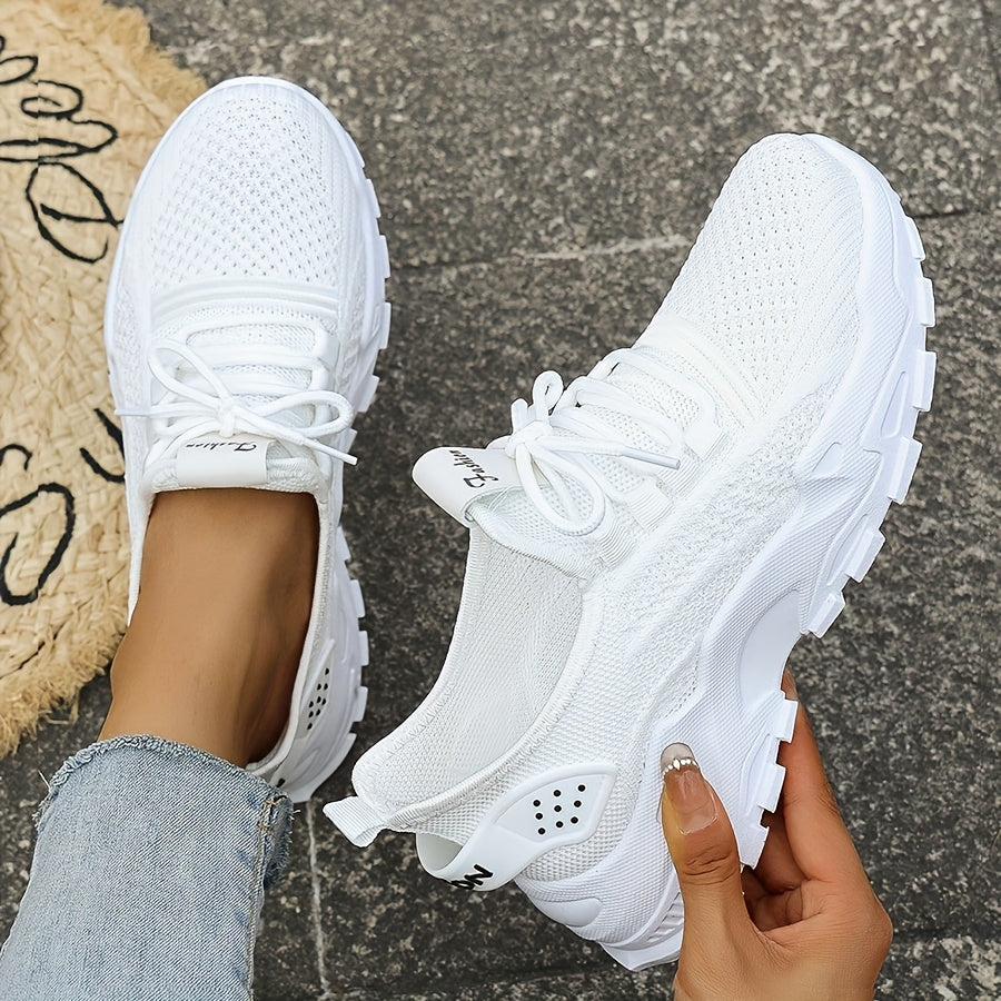 Women's Breathable Knitted Loafers Slip-On Casual Shoes with Thick Soles