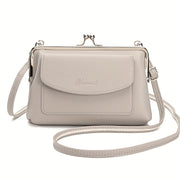 Beige Crossbody Bag for Women with Adjustable Strap Flap Closure Large Capacity