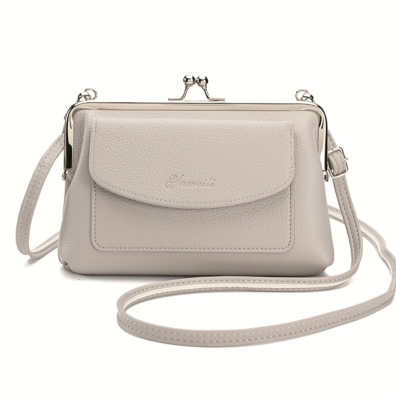Beige Crossbody Bag for Women with Adjustable Strap Flap Closure Large Capacity