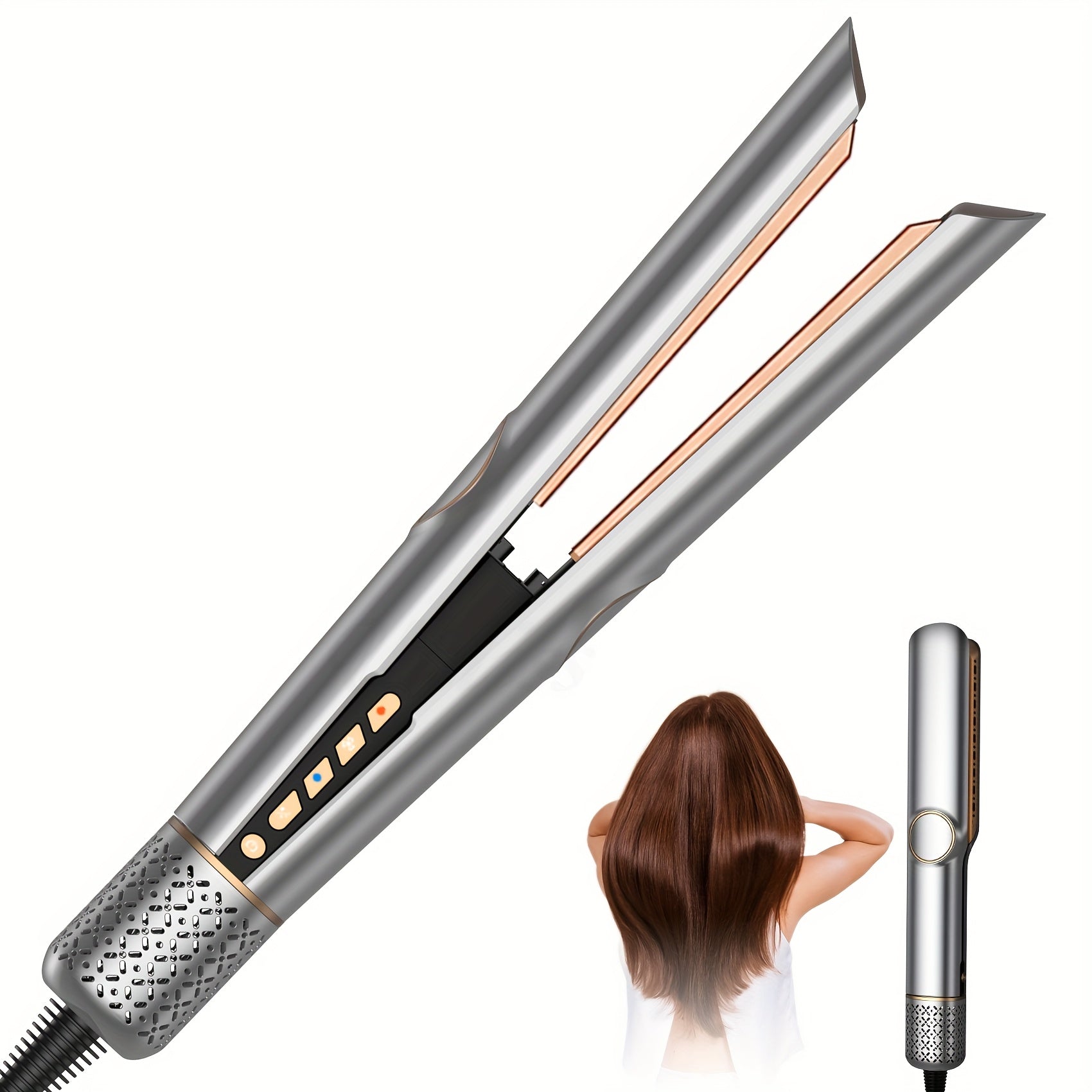 2-in-1 Hair Straightener and Dryer European Plug Rapid Heat-Up No Heat Damage Sleek Hairdryer