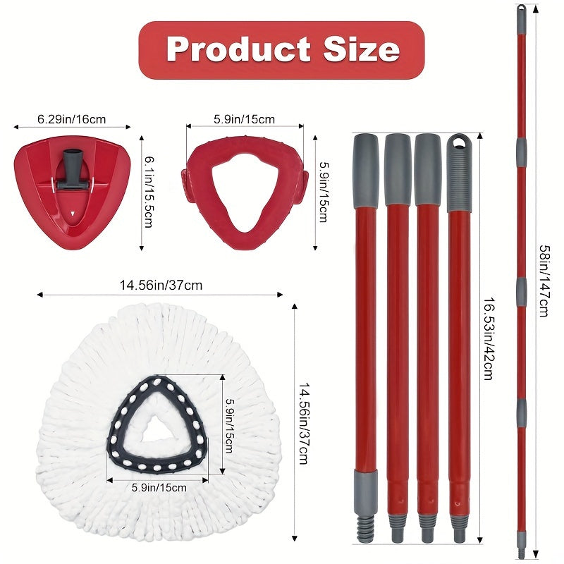 Metall tutqich va temir pole bilan mikrotoʻlqinli Spin Mop almashtirish boshliqlari