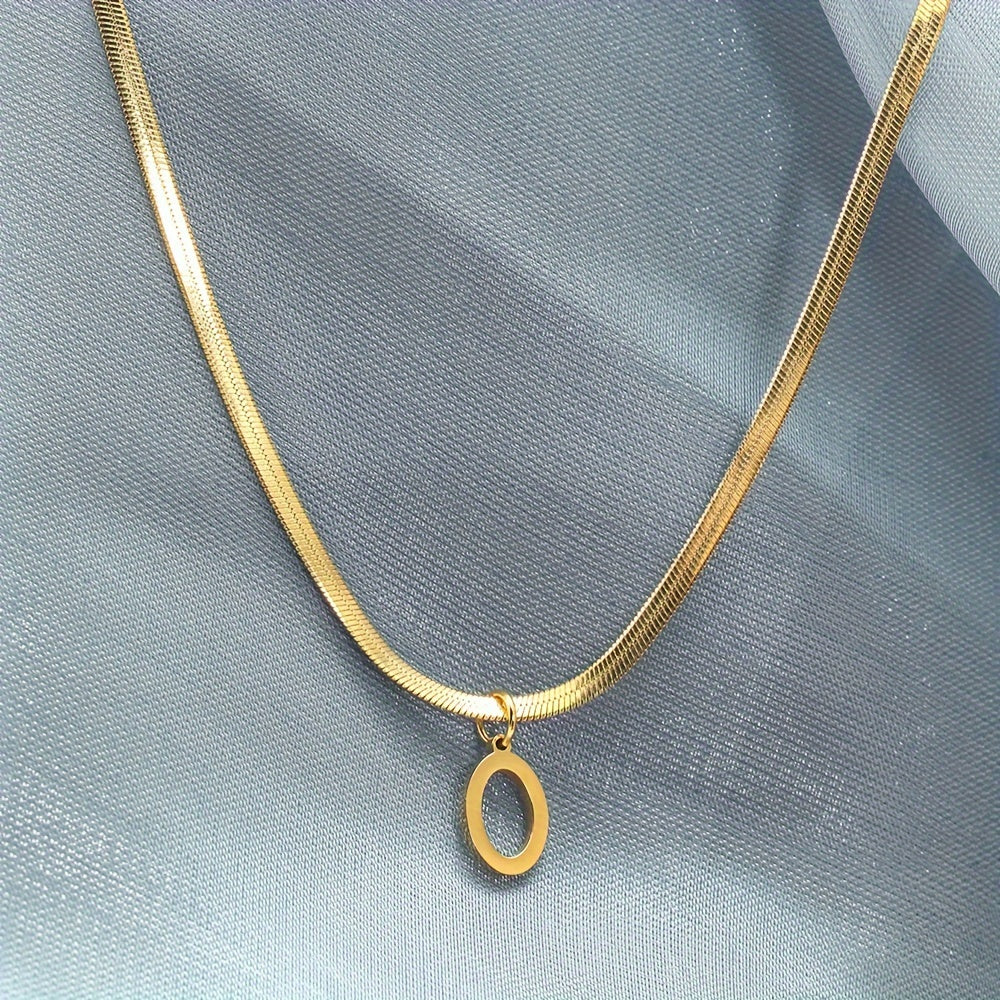 Women’s 18K Gold Plated Stainless Steel Alphabet Letter Pendant Necklace for Daily Wear