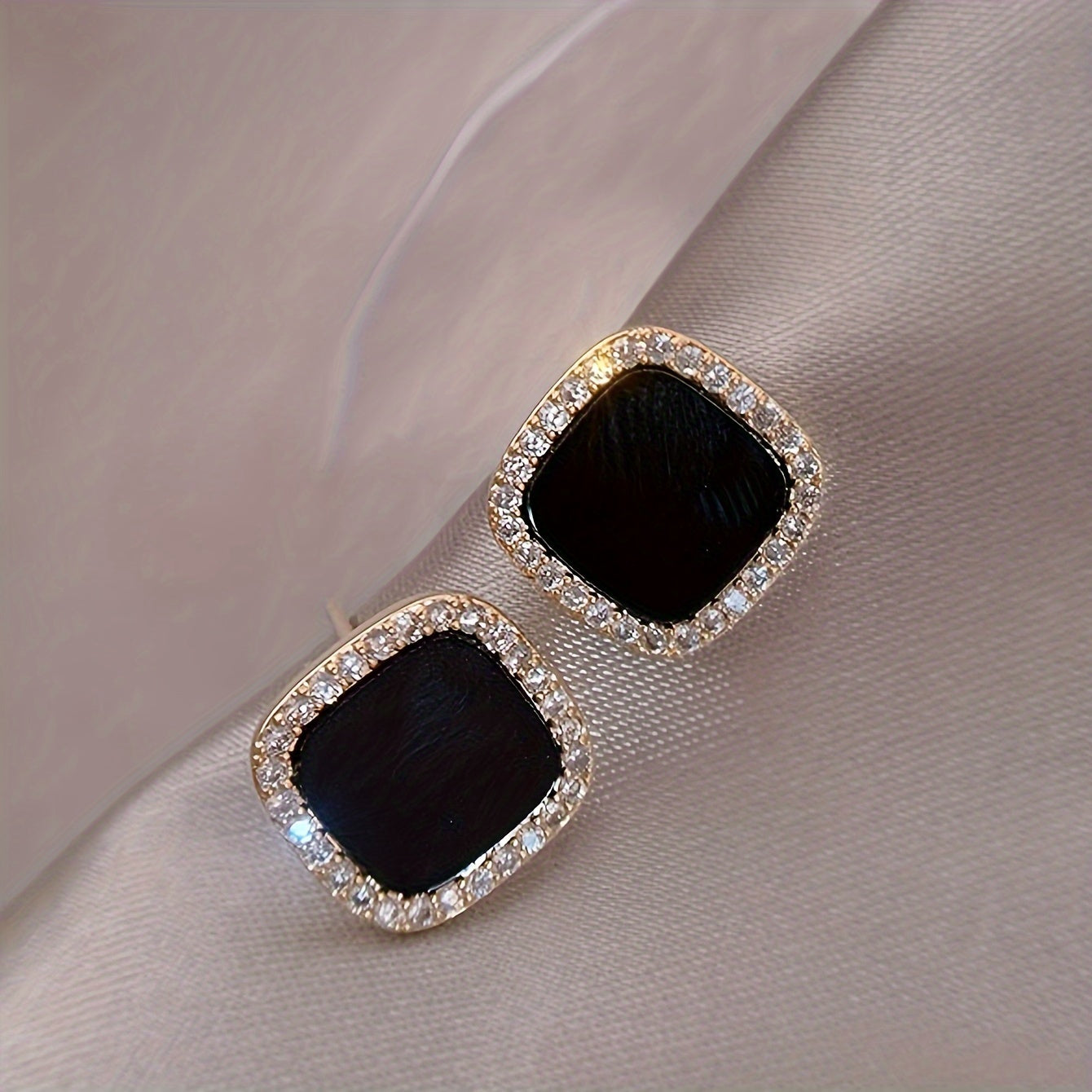 Women's Minimalist Rhinestone Geometric Square Stud Earrings for Holidays