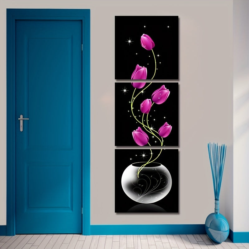 3-Piece Mosaic Oil Painting Wall Art Set for Room Decor Scenic Bedroom Living Room