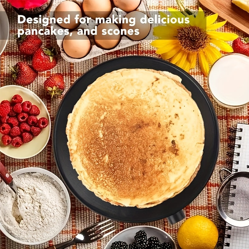 12-Inch Electric Crepe Maker Adjustable Temperature Non-Stick Surface Includes Wooden Spatula