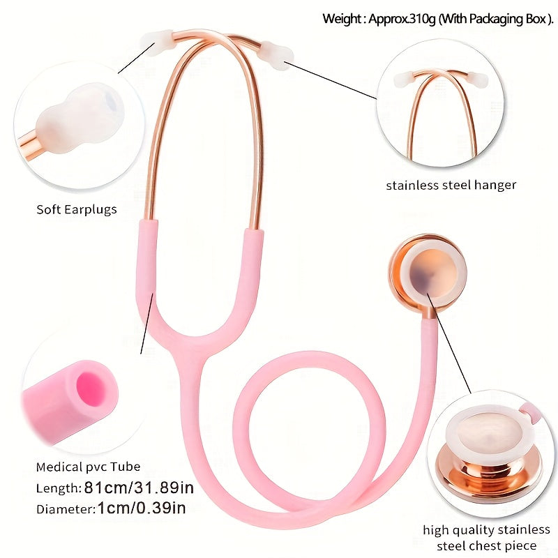 Gold Plated Double Head Stethoscope for Practice Students Home Use
