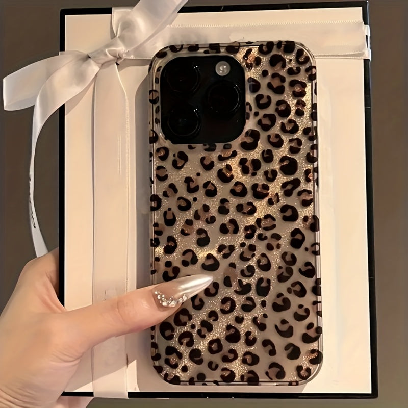 Leopard Print TPU Phone Case for iPhone 12 13 14 15 16 Pro Max Shockproof Durable Stylish